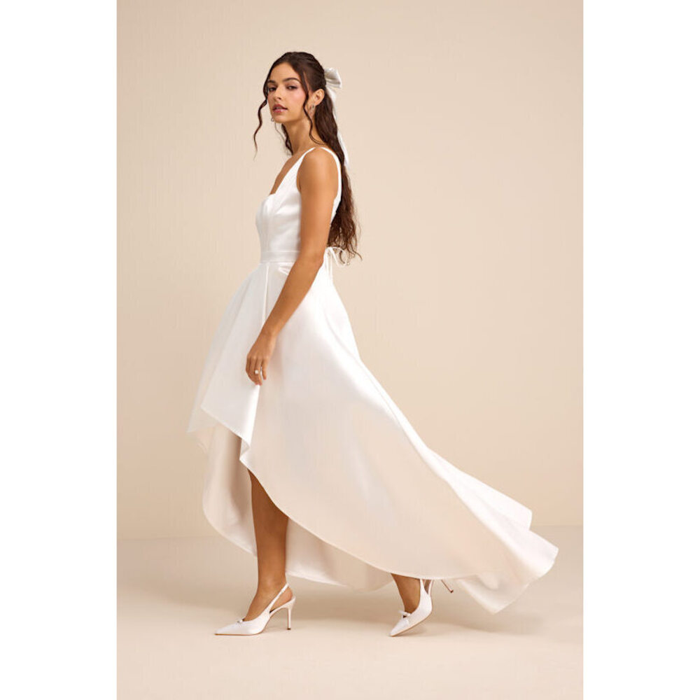 Lulus Rosabelle White Taffeta Bustier High-low Maxi Dress - Size S